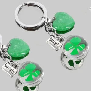 Llavero Trebol Con Corazon Jade – Promineral