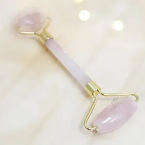Masajeador facial rodillo – Cuarzo Rosa