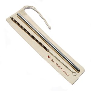 Kit Popote INOX grueso + cepillito + bolsita